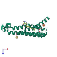 PDB entry 4yl1 coloured by chain, top view.