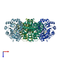 PDB 4yl2 coloured by chain and viewed from the top.