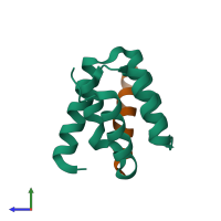 PDB entry 4yl6 coloured by chain, side view.