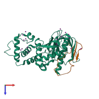PDB entry 4yl8 coloured by chain, top view.