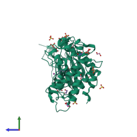 PDB entry 4ylk coloured by chain, side view.