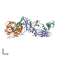 PDB entry 4ylq coloured by chain, front view.