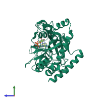 PDB entry 4ylr coloured by chain, side view.