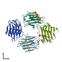PDB entry 4ylz coloured by chain, front view.