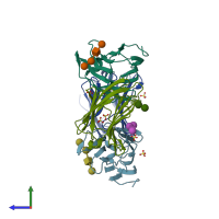 PDB entry 4ylz coloured by chain, side view.
