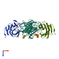 PDB entry 4ym1 coloured by chain, top view.