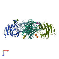 PDB entry 4ym3 coloured by chain, top view.