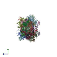 PDB entry 4ym7 coloured by chain, side view.