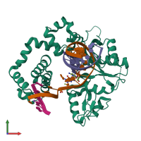 PDB entry 4ymn coloured by chain, front view.
