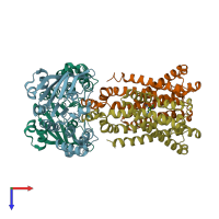 PDB entry 4ymt coloured by chain, top view.