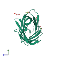 PDB entry 4ymy coloured by chain, side view.