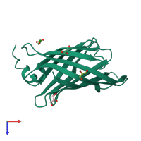 PDB entry 4ymy coloured by chain, top view.