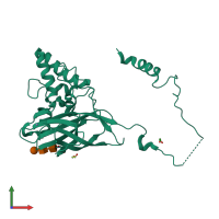 PDB entry 4yn2 coloured by chain, front view.