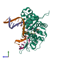 PDB entry 4yn4 coloured by chain, side view.