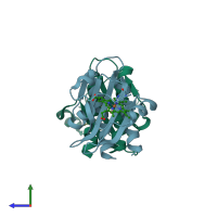 PDB entry 4ynr coloured by chain, side view.