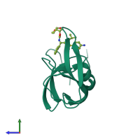 PDB entry 4yoa coloured by chain, side view.