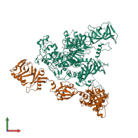 PDB entry 4yoc coloured by chain, front view.