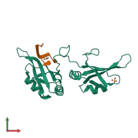 PDB entry 4yoe coloured by chain, front view.