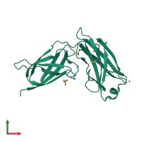 PDB entry 4yok coloured by chain, front view.