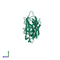 PDB entry 4yok coloured by chain, side view.
