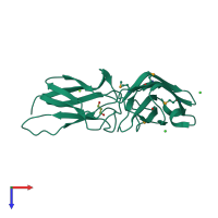 PDB entry 4yok coloured by chain, top view.