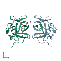 PDB entry 4yol coloured by chain, front view.