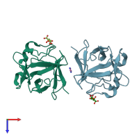PDB entry 4yol coloured by chain, top view.