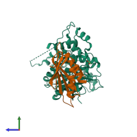 PDB entry 4yom coloured by chain, side view.
