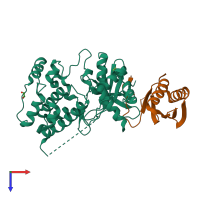 PDB entry 4yom coloured by chain, top view.