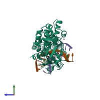 PDB entry 4yoq coloured by chain, side view.