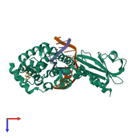 PDB entry 4yoq coloured by chain, top view.