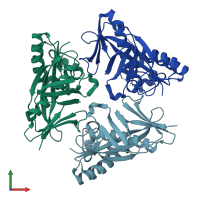 PDB entry 4yot coloured by chain, front view.