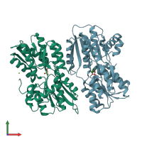 PDB entry 4yp9 coloured by chain, front view.