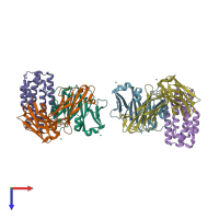 PDB entry 4ypg coloured by chain, top view.