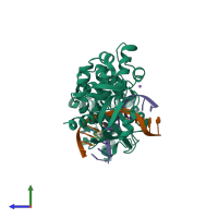 PDB entry 4yph coloured by chain, side view.