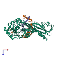 PDB entry 4yph coloured by chain, top view.