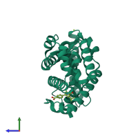 PDB entry 4ypq coloured by chain, side view.