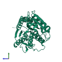 PDB entry 4ypv coloured by chain, side view.
