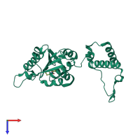 PDB entry 4yq1 coloured by chain, top view.