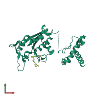 PDB entry 4yqd coloured by chain, front view.