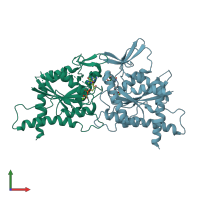 PDB entry 4yqf coloured by chain, front view.