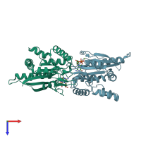 PDB entry 4yqf coloured by chain, top view.