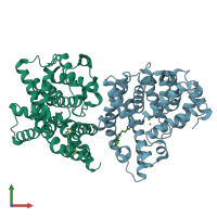 PDB entry 4yqh coloured by chain, front view.