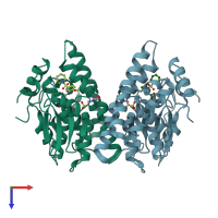 PDB entry 4yqu coloured by chain, top view.