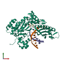 PDB entry 4yr3 coloured by chain, front view.
