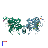 PDB entry 4yrh coloured by chain, top view.