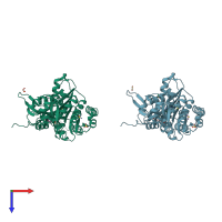 PDB entry 4yrp coloured by chain, top view.