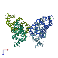 PDB entry 4yru coloured by chain, top view.