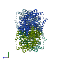 PDB entry 4ysn coloured by chain, side view.