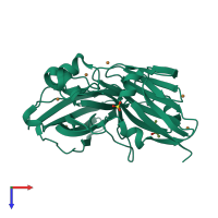 PDB entry 4yso coloured by chain, top view.